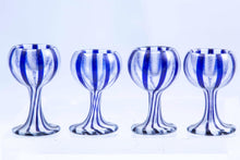 Load image into Gallery viewer, Dollhouse Miniature ~ Blue Striped Glasses Set of 4 - Vintage German Doll Scale
