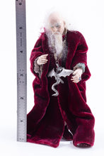 Load image into Gallery viewer, Dollhouse Miniature ~ Hand Sculpted Wizard with Velvet Robe &amp; Dragon Charm Fern Vasi - Halloween
