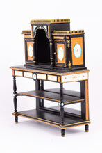 Load image into Gallery viewer, Dollhouse Miniature ~ Beautiful Replica Hand Painted French, Louis XVI Ebony &amp; Sevres Cabinet with Writing Desk - Ursula Sauerberg&#39;s Estate
