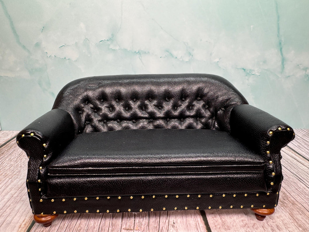 Dollhouse Miniature ~ JBM Australia Black Leather Couch