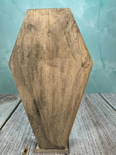 Load image into Gallery viewer, Dollhouse Miniature ~ Artisan Handmade Decorated Coffin Halloween Display Case
