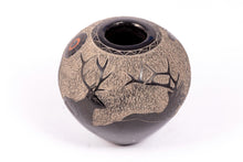 Load image into Gallery viewer, Dollhouse Miniature ~ Gloria Garcia Goldenrod - Native American Carved Pottery Pot with Antelope
