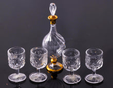 Load image into Gallery viewer, Dollhouse Miniature ~ Beautiful Decanter Set with 4 Ferenc Albert Glasses - Lee Lefkowitz Estate
