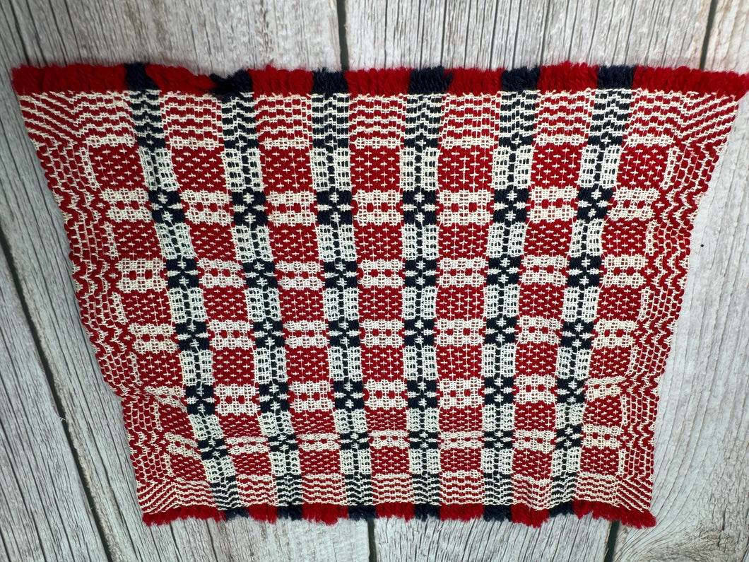 Dollhouse Miniature ~ Artisan Mary Ann Myers Handmade In USA Handwoven Rug Red , White & Blue