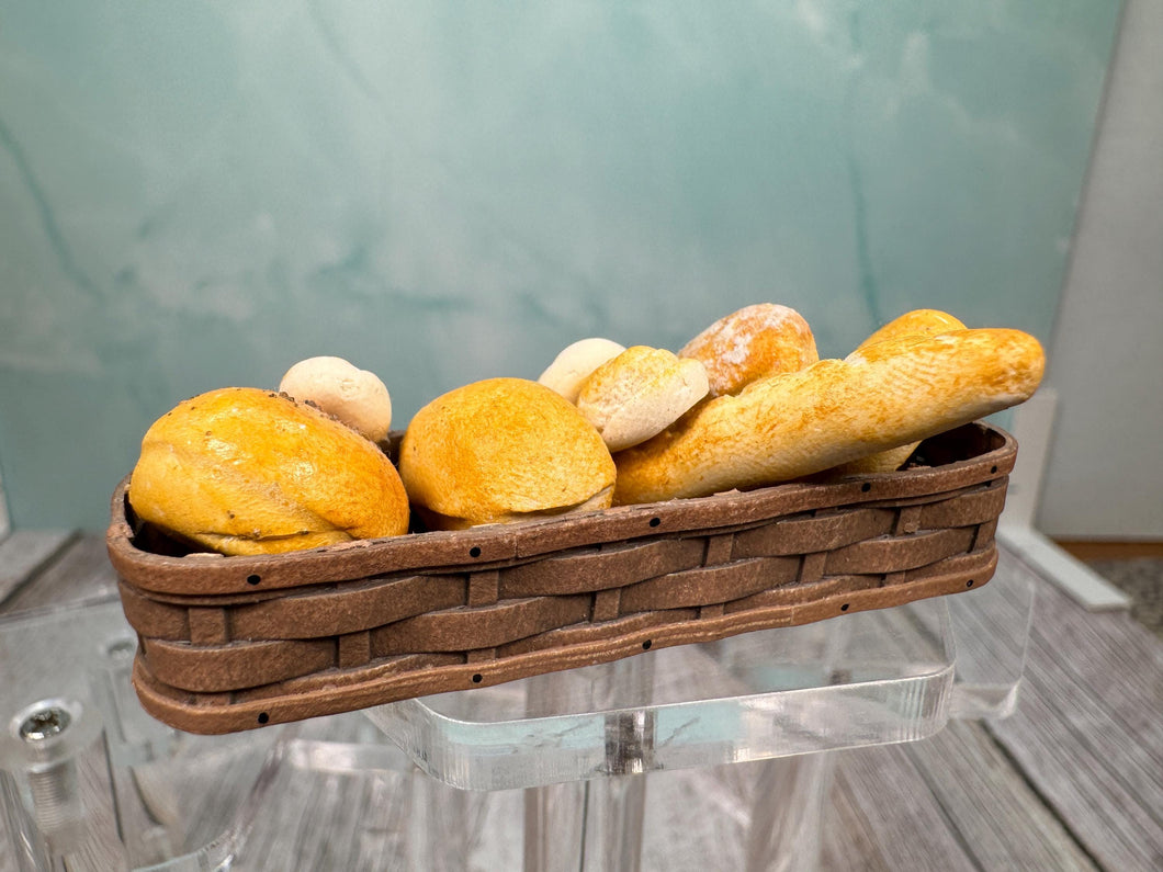 Dollhouse Miniature ~ IGMA Artist Al Chandronnait Handmade Bread Basket Signed DS 1997