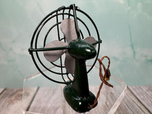 Load image into Gallery viewer, Dollhouse Miniature ~ Vintage IGMA Artisan Lew Kummerow Handmade Metal Fan Green
