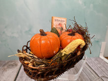 Load image into Gallery viewer, Dollhouse Miniature ~ Artisan Decorated Handmade Pumpkin Basket Autumn Fall Halloween
