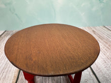 Load image into Gallery viewer, Dollhouse Miniature ~ Artisan Barbara Vajnar Handmade Signed Red Round Table

