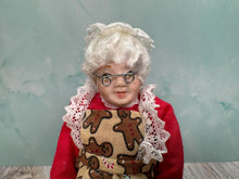 Load image into Gallery viewer, Dollhouse Miniature ~ Artisan Handmade Porcelain Mrs. Claus Doll In Gingerbread Apron
