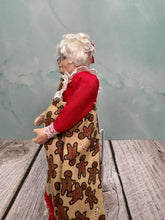 Load image into Gallery viewer, Dollhouse Miniature ~ Artisan Handmade Porcelain Mrs. Claus Doll In Gingerbread Apron
