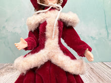 Load image into Gallery viewer, Dollhouse Miniature ~ Artisan Handmade Porcelain Woman Doll In Red Winter Jacket Outfit
