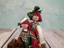 Load image into Gallery viewer, Dollhouse Miniature  ~ Artisan Handmade Christmas Dolls On Rocking Horse
