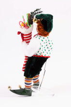Load image into Gallery viewer, Handmade Porcelain Christmas Elf Doll Holding Stocking - Fern Vasi
