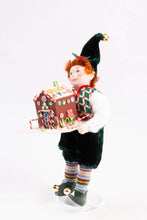 Load image into Gallery viewer, Dollhouse Miniature ~ Christmas Elf Doll Holding Gingerbread House - Fern Vasi
