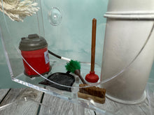 Load image into Gallery viewer, Dollhouse Miniature ~ Artisan Handmade 7 Piece Household Cleaning Set With Shop Vac , Mop, Garbage Can, Duster, Dust Pan &amp; Plunger
