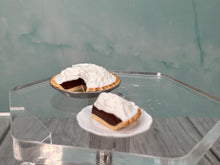 Load image into Gallery viewer, Dollhouse Miniature ~ Artisan Handmade Chocolate Pie With Slice &amp; Whipped Cream Topping
