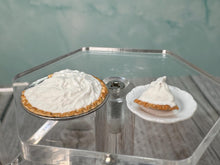 Load image into Gallery viewer, Dollhouse Miniature ~ Artisan Handmade Chocolate Pie With Slice &amp; Whipped Cream Topping

