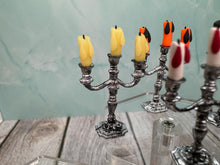 Load image into Gallery viewer, Dollhouse Miniature ~  Artisan Handmade Candelabra Candles Multi Colors Black, Natural, Orange, White &amp; Red
