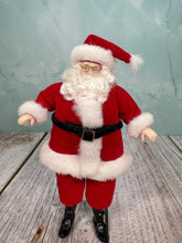 Load image into Gallery viewer, Dollhouse Miniature  ~ Artisan Handmade Porcelain Christmas Santa Doll Wearing Glasses
