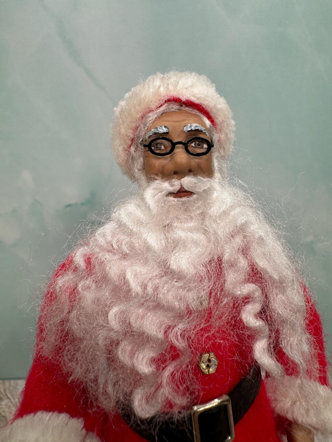 Dollhouse Miniature  ~ Artisan Handmade Hand Painted Porcelain African American Santa Doll