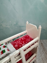 Load image into Gallery viewer, Dollhouse Miniature  ~ Artisan Hand Ulpholstered Christmas Kids Bunkbed
