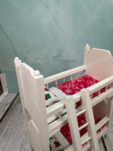 Load image into Gallery viewer, Dollhouse Miniature  ~ Artisan Hand Ulpholstered Christmas Kids Bunkbed
