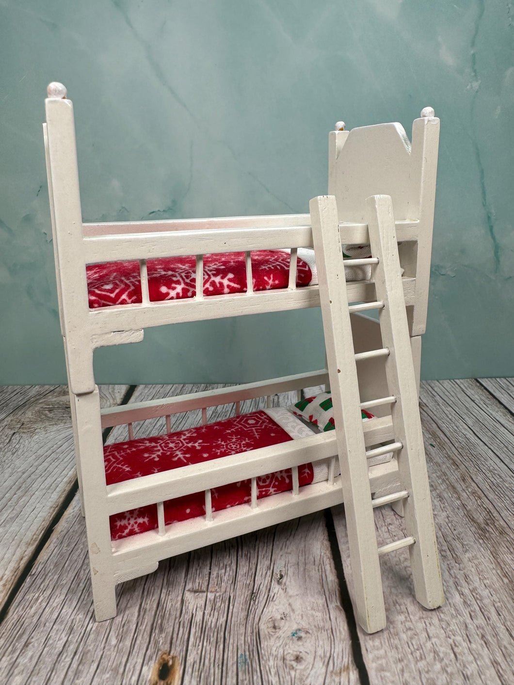 Dollhouse Miniature  ~ Artisan Hand Ulpholstered Christmas Kids Bunkbed
