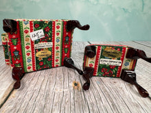 Load image into Gallery viewer, Dollhouse Miniature  ~ Artisan Hand Ulpholstered Christmas Bespaq 2 Piece Chair &amp; Ottoman
