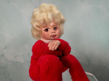 Load image into Gallery viewer, Vintage Artisan Handmade Handpainted OOAK Little Girl Doll In Pajamas With Blonde Curly Hair
