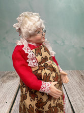 Load image into Gallery viewer, Dollhouse Miniature ~ Artisan Handmade Porcelain Mrs. Claus Doll In Gingerbread Apron
