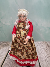 Load image into Gallery viewer, Dollhouse Miniature ~ Artisan Handmade Porcelain Mrs. Claus Doll In Gingerbread Apron
