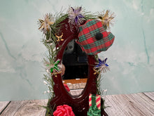 Load image into Gallery viewer, Dollhouse Miniature  ~ Mahogany Hall Tree  Decorated For Christmas
