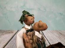 Load image into Gallery viewer, Dollhouse Miniature  ~ Artisan Handmade Christmas Bears On Rocking Horse
