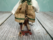 Load image into Gallery viewer, Dollhouse Miniature  ~ Artisan Handmade Christmas Bears On Rocking Horse
