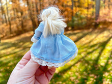 Load image into Gallery viewer, Dollhouse Miniature ~ Blonde Little Girl Doll Barefoot in Blue Dress
