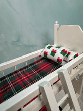 Load image into Gallery viewer, Dollhouse Miniature  ~ Artisan Hand Ulpholstered Christmas Kids Bunkbed
