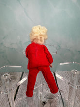 Load image into Gallery viewer, Vintage Artisan Handmade Handpainted OOAK Little Girl Doll In Pajamas With Blonde Curly Hair Standing
