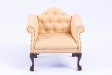 Load image into Gallery viewer, Dollhouse Miniature ~ Gail Steffey Cream Leather Chair From the Estate of Lee Lefkowitz
