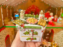 Load image into Gallery viewer, Dollhouse Miniature  ~ 6 Piece Christmas Decorated White Kitchen Set - Sink, Stove, Fridge, Table, &amp; 2 Chairs - Santa, Holiday, OOAK
