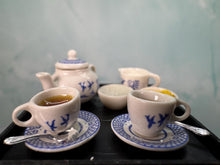Load image into Gallery viewer, Dollhouse Miniature ~ Artisan Avon Handmade Hand Painted Porcelain Asian Teaset For 2
