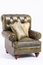 Load image into Gallery viewer, Dollhouse Miniature - Green Leather Beautiful Chair by Lynn Whisenant
