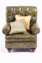 Load image into Gallery viewer, Dollhouse Miniature - Green Leather Beautiful Chair by Lynn Whisenant
