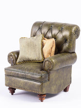 Load image into Gallery viewer, Dollhouse Miniature - Green Leather Beautiful Chair by Lynn Whisenant
