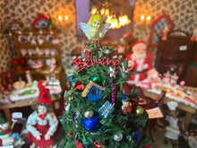 Load image into Gallery viewer, Dollhouse Miniature  ~ Festive Christmas Tree with Assorted Decor, “Believe” Ornaments, &amp; Angel Tree Topper Holiday Santa Claus
