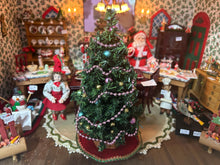 Load image into Gallery viewer, Dollhouse Miniature  ~ Holiday Christmas Tree with Pink String Beads and Ornaments Festive December
