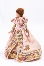 Load image into Gallery viewer, Dollhouse Miniature ~ Elegant Royal Lady Porcelain Doll in Pink Needlepoint Dress Artisan Made OOAK
