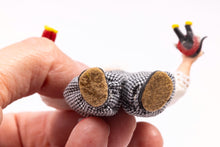 Load image into Gallery viewer, Curly Blonde Hair Little Girl Doll in B&amp;W Checkered Overalls with Mickey Mouse Ears and Toys Artisan Made Pat Melvin
