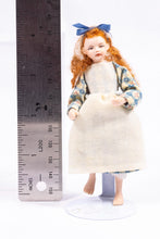 Load image into Gallery viewer, Long Red Hair Little Girl Doll in Blue Gingham Dress &amp; Off White Apron Porcelain Cindy Cook Artisan Made
