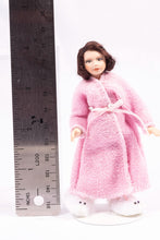 Load image into Gallery viewer, Little Girl Short Hair Porcelain Doll in Pink Bathrobe Pajamas and White Fuzzy Bunny Slippers Artisan Made Cindy Cook
