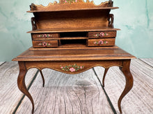 Load image into Gallery viewer, Vintage Artisan EL 1986 Signed Handmade OOAK Desk With Hand Painted Flowers
